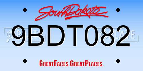 9BDT082 South Dakota License Plate