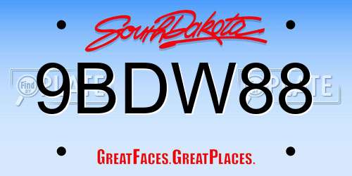 9BDW88 South Dakota License Plate
