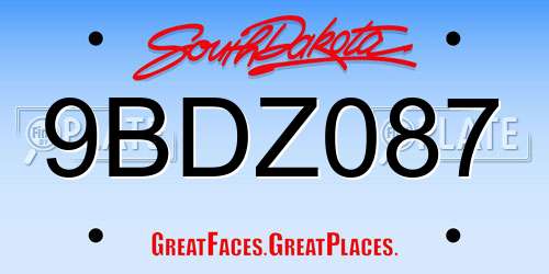 9BDZ087 South Dakota License Plate