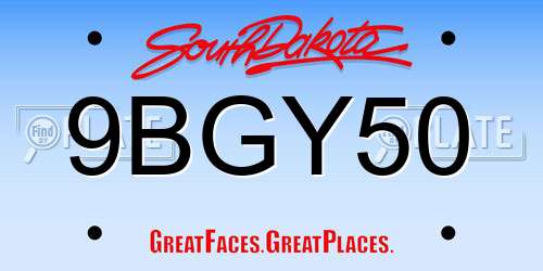 9BGY50 South Dakota License Plate