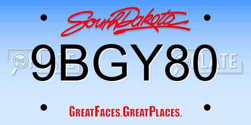 9BGY80 South Dakota License Plate