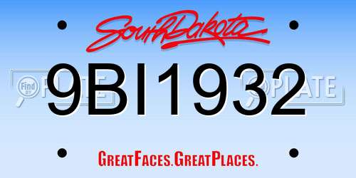 9BI1932 South Dakota License Plate