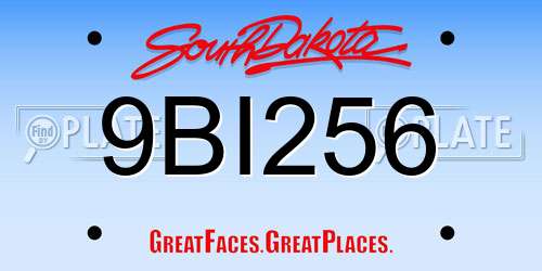 9BI256 South Dakota License Plate