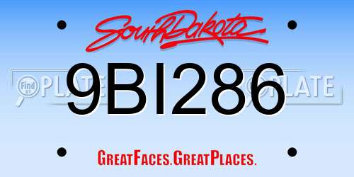 9BI286 South Dakota License Plate