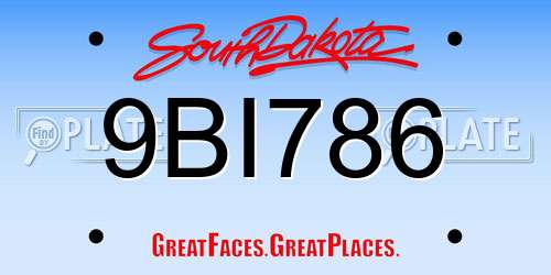 9BI786 South Dakota License Plate