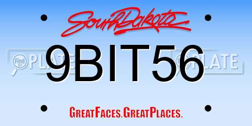 9BIT56 South Dakota License Plate