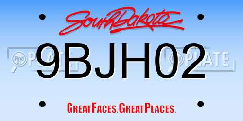 9BJH02 South Dakota License Plate