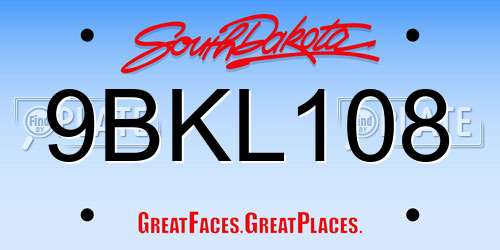9BKL108 South Dakota License Plate