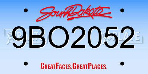 9BO2052 South Dakota License Plate