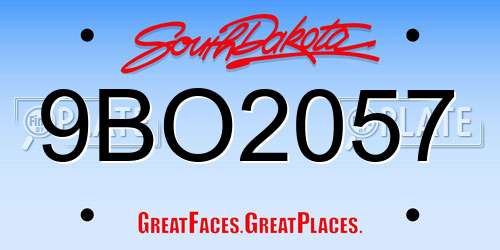 9BO2057 South Dakota License Plate