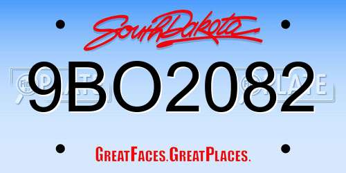 9BO2082 South Dakota License Plate