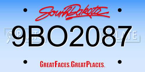 9BO2087 South Dakota License Plate