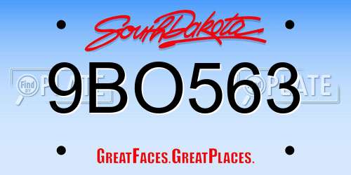 9BO563 South Dakota License Plate