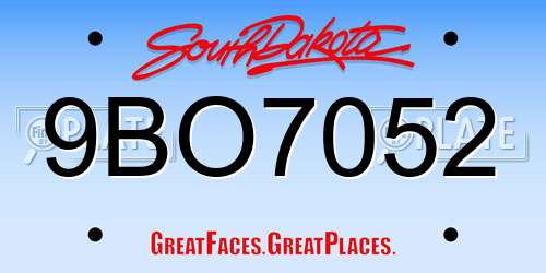 9BO7052 South Dakota License Plate