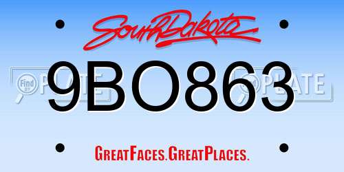 9BO863 South Dakota License Plate