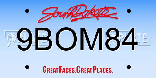 9BOM84 South Dakota License Plate
