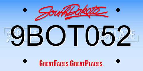9BOT052 South Dakota License Plate