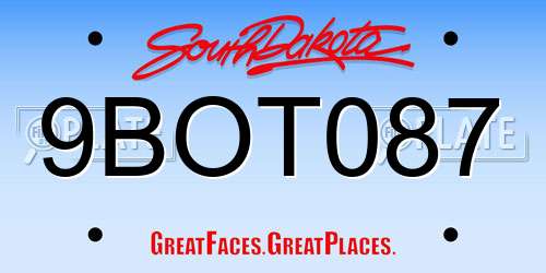 9BOT087 South Dakota License Plate