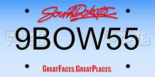 9BOW55 South Dakota License Plate