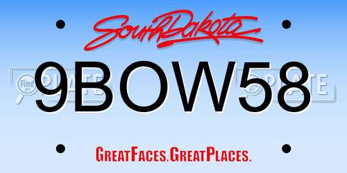 9BOW58 South Dakota License Plate