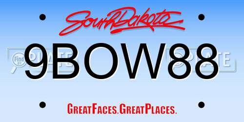 9BOW88 South Dakota License Plate