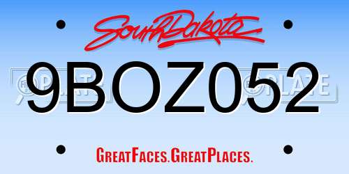 9BOZ052 South Dakota License Plate