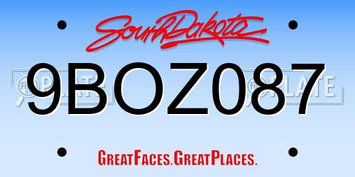 9BOZ087 South Dakota License Plate