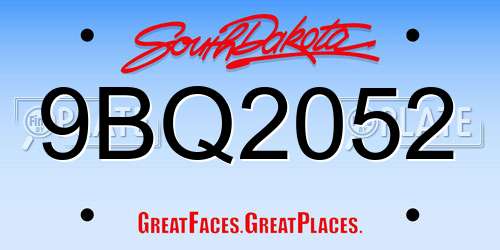 9BQ2052 South Dakota License Plate