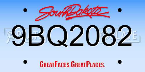 9BQ2082 South Dakota License Plate