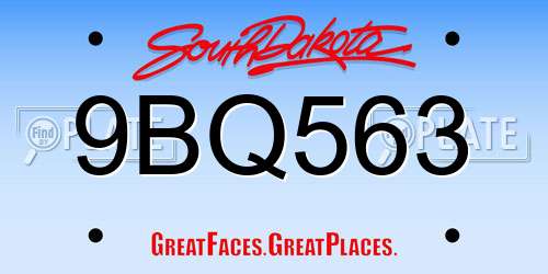 9BQ563 South Dakota License Plate