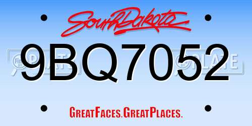 9BQ7052 South Dakota License Plate