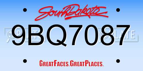 9BQ7087 South Dakota License Plate