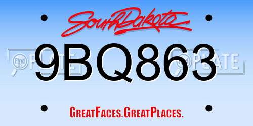9BQ863 South Dakota License Plate
