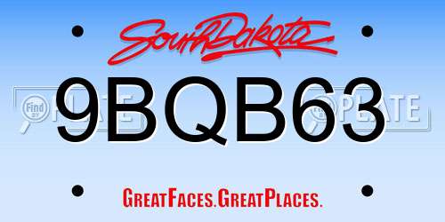 9BQB63 South Dakota License Plate