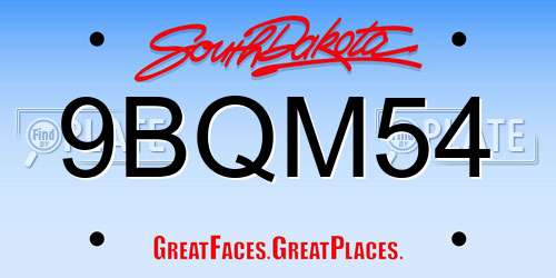 9BQM54 South Dakota License Plate