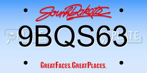 9BQS63 South Dakota License Plate