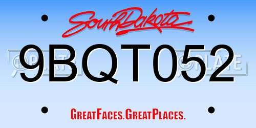 9BQT052 South Dakota License Plate