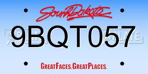 9BQT057 South Dakota License Plate