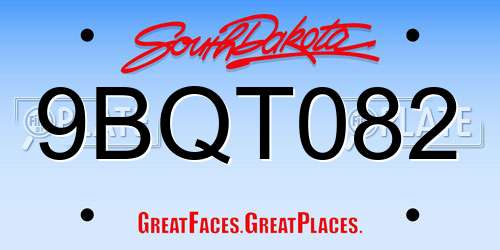 9BQT082 South Dakota License Plate
