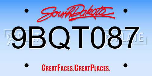 9BQT087 South Dakota License Plate