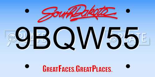 9BQW55 South Dakota License Plate