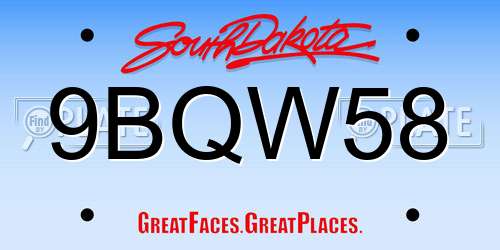 9BQW58 South Dakota License Plate