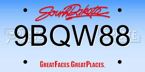 9BQW88 South Dakota License Plate