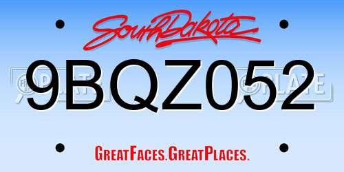 9BQZ052 South Dakota License Plate