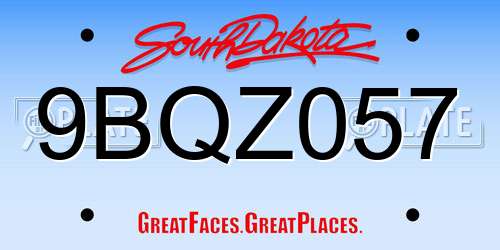 9BQZ057 South Dakota License Plate