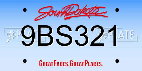 9BS321 South Dakota License Plate