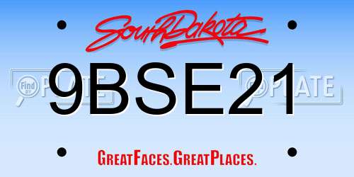 9BSE21 South Dakota License Plate