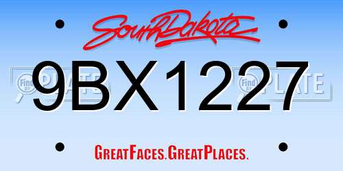 9BX1227 South Dakota License Plate