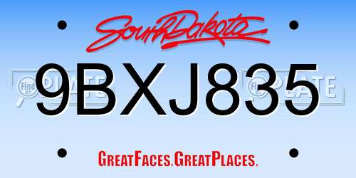 9BXJ835 South Dakota License Plate