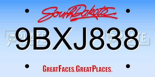 9BXJ838 South Dakota License Plate